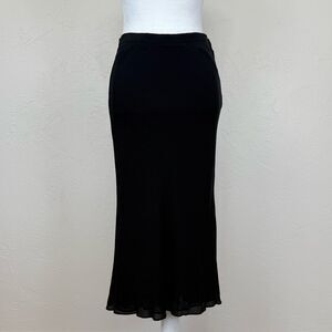 Charles Chang Lima Late 90s - Y2K Bias Cut Black Chiffon Midi Skirt XS / S